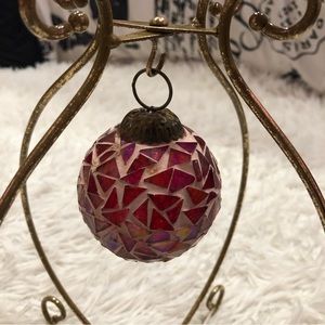 Glass Mosaic Kugel Style Christmas Ornament Red vintage